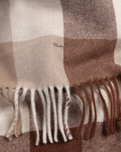 Gant Woman Check Scarf Warm Khaki
