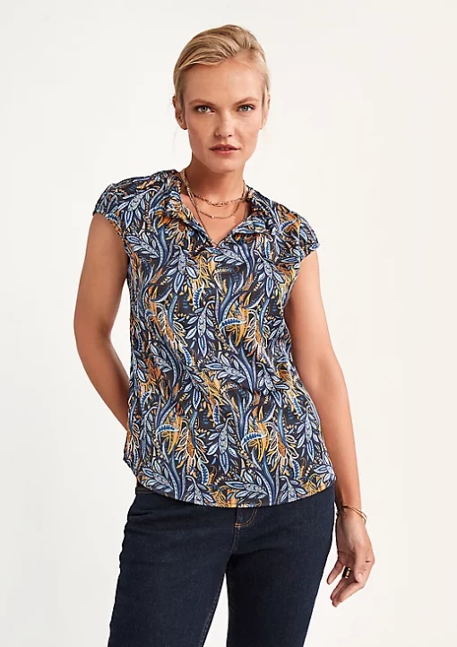 Comma Blouse Top Paisley Blue