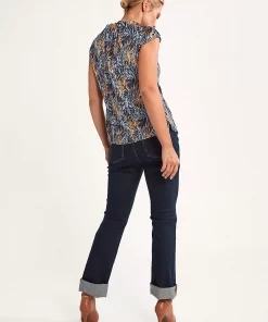Comma Blouse Top Paisley Blue