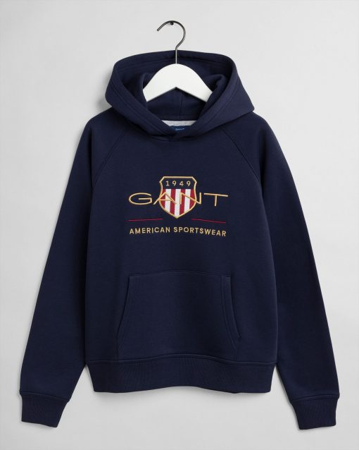 Gant Teens Archive Shield Hoodie Evening Blue