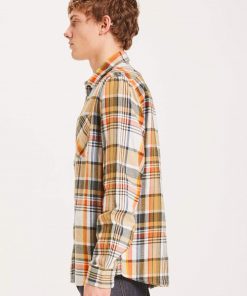 Knowledge Cotton Apparel Big Checked Shirt Orange