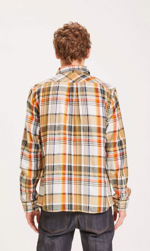 Knowledge Cotton Apparel Big Checked Shirt Orange