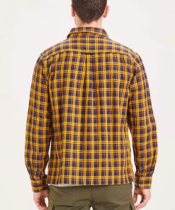 Knowledge Cotton Apparel Pine Fine Checked Overshirt Yellow