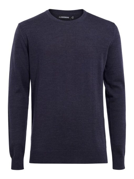 J.Lindeberg Lyle Merino Crew Natural Navy Melange