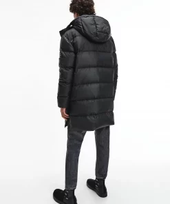Calvin Klein Long Hooded Puffer Coat Black