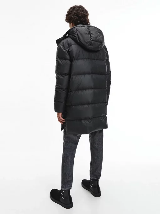 Calvin Klein Long Hooded Puffer Coat Black