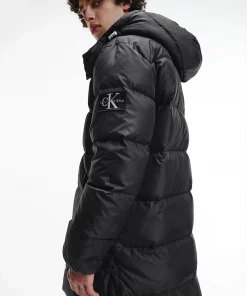 Calvin Klein Long Hooded Puffer Coat Black