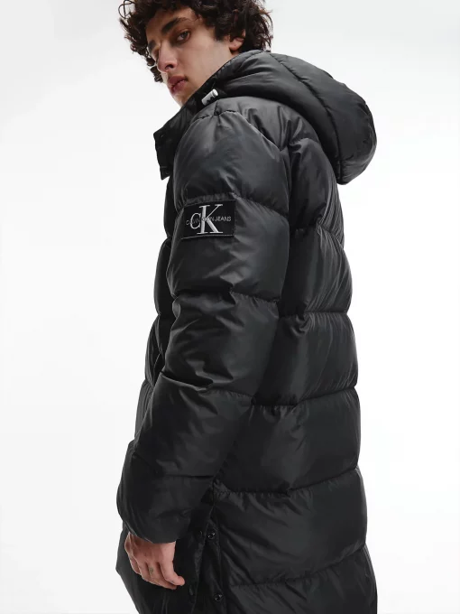 Calvin Klein Long Hooded Puffer Coat Black
