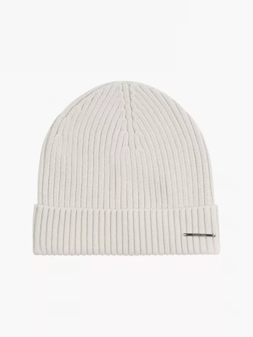 Calvin Klein Basic Rib Beanie Bleached Stone