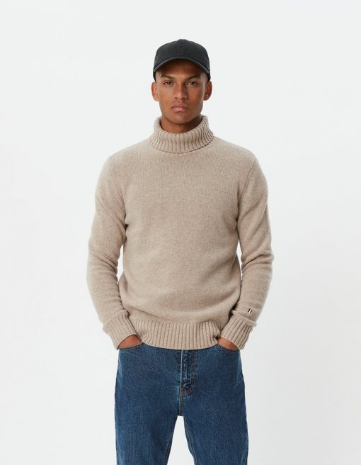 Les Deux Grant Turtleneck Wool Knit Dark Sand