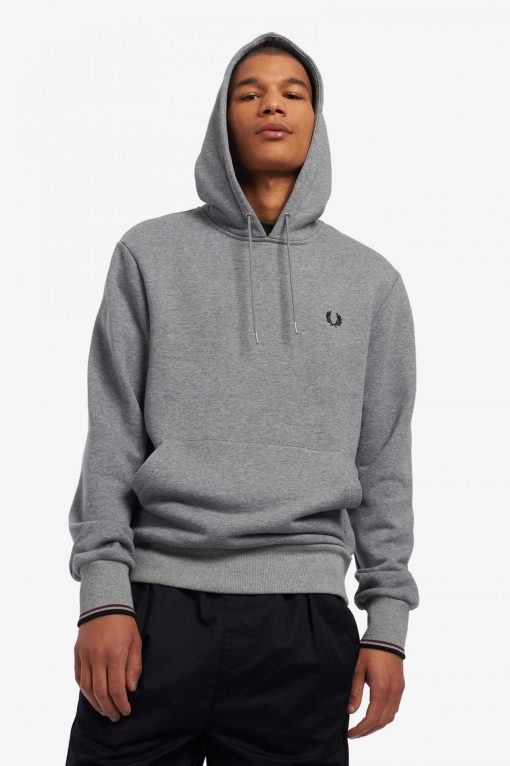 Fred Perry Tipped Hooded Sweatshirt Grey