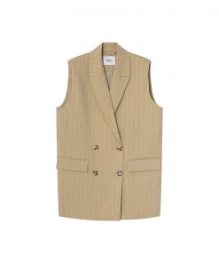 Envii Enjuliette Waistcoat Beige Pinstripe
