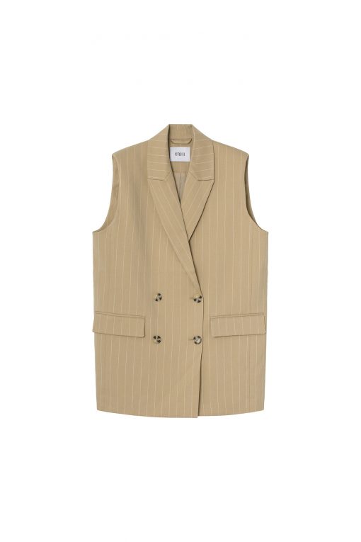 Envii Enjuliette Waistcoat Beige Pinstripe