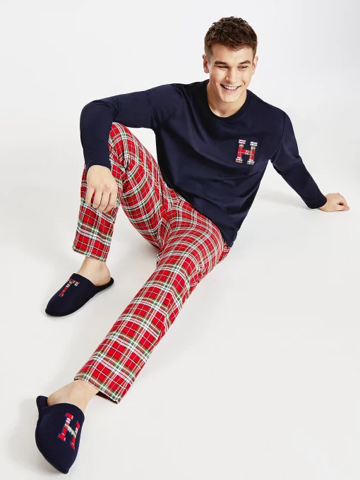 Tommy Hilfiger Pyjama + Slippers Set Des Sky/Hilfiger Plaid