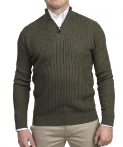 Hansen & Jacob Half Zip Mini Cable Knit Dark Green