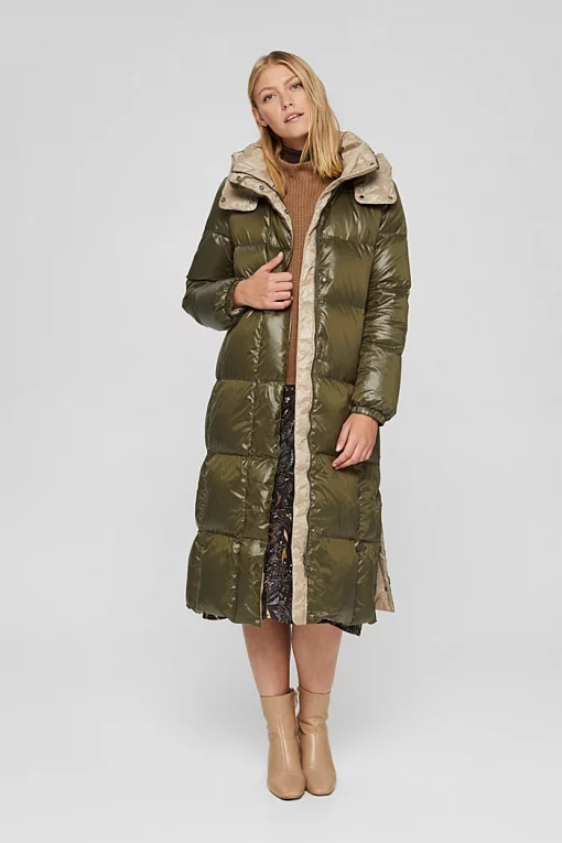 Esprit Long Down Coat Dark Khaki