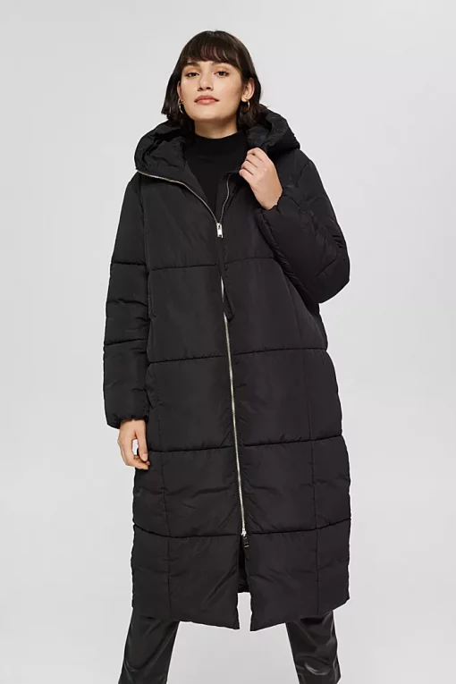 Esprit Long Quilted Coat Black