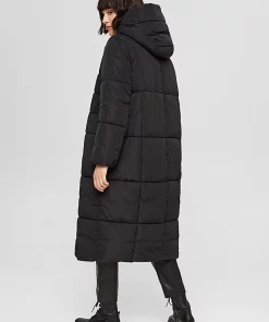 Esprit Long Quilted Coat Black