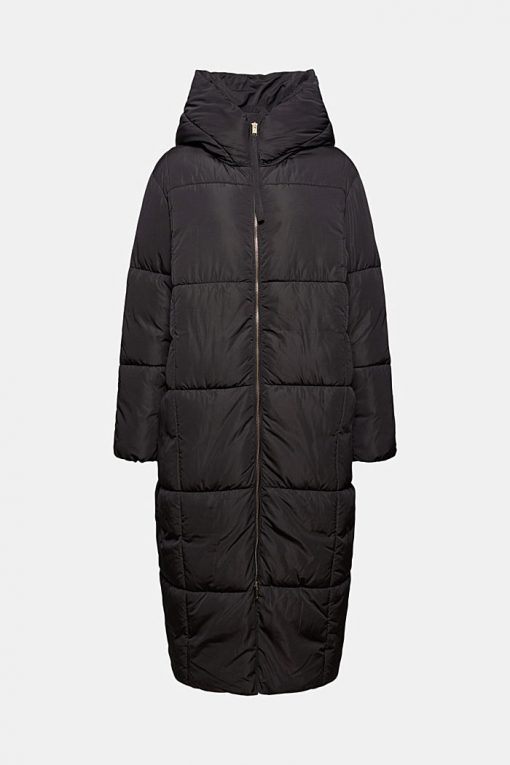 Esprit Long Quilted Coat Black