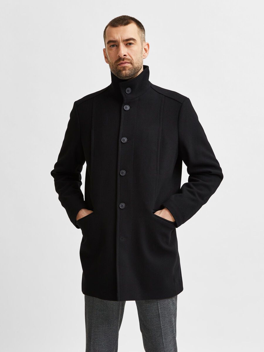 black wooly coat