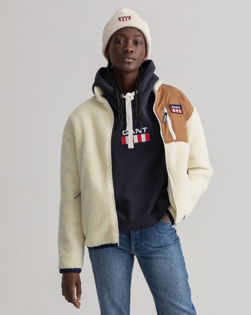 Gant Woman Fleece Jacket Offwhite