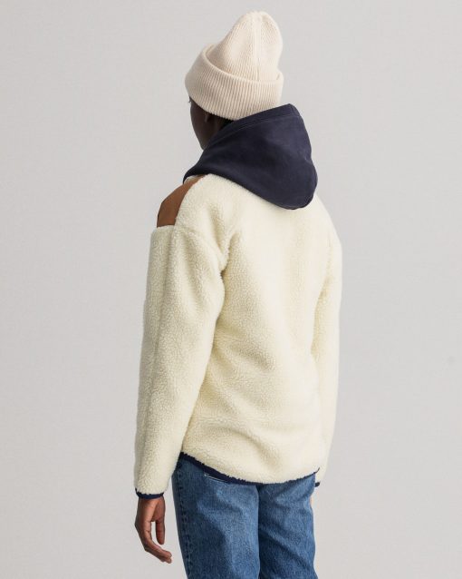 Gant Woman Fleece Jacket Offwhite