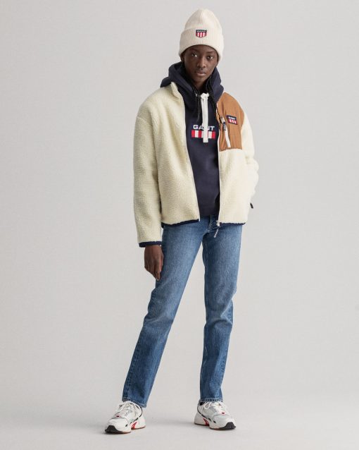 Gant Woman Fleece Jacket Offwhite