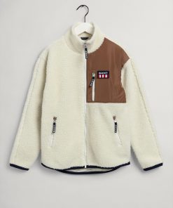 Gant Woman Fleece Jacket Offwhite