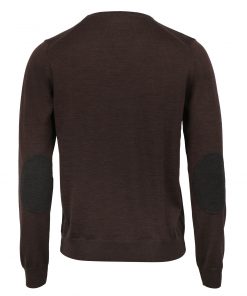 Stenströms Merino V-neck Elbow Patch Brown