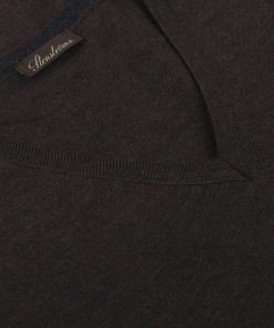 Stenströms Merino V-neck Elbow Patch Brown