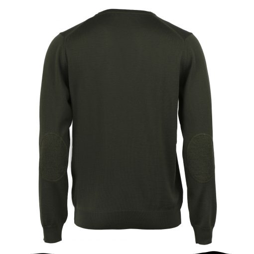 Stenströms Merino V-neck Elbow Patch Dark Green