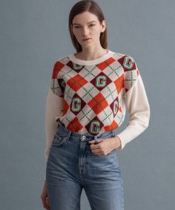 Gant Woman Argyle Sweater Cream