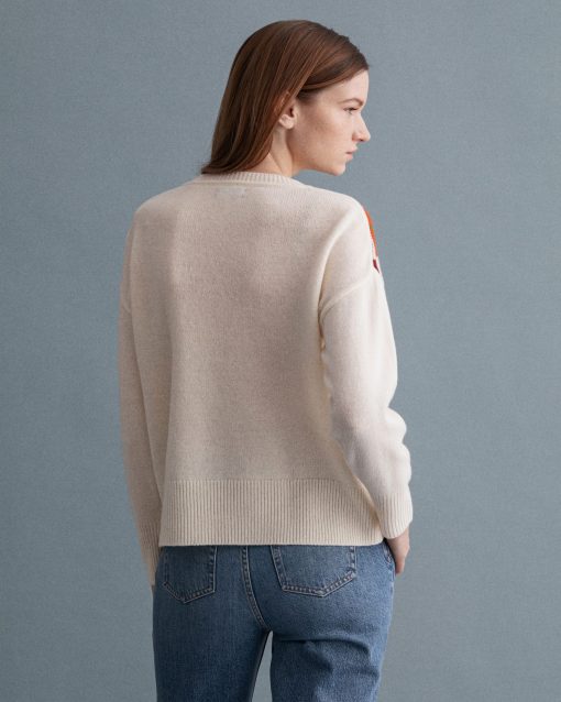 Gant Woman Argyle Sweater Cream