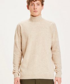 Knowledge Cotton Apparel Field Roll Neck Knit Gray