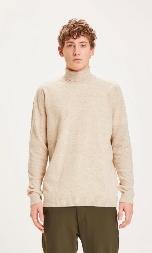 Knowledge Cotton Apparel Field Roll Neck Knit Gray