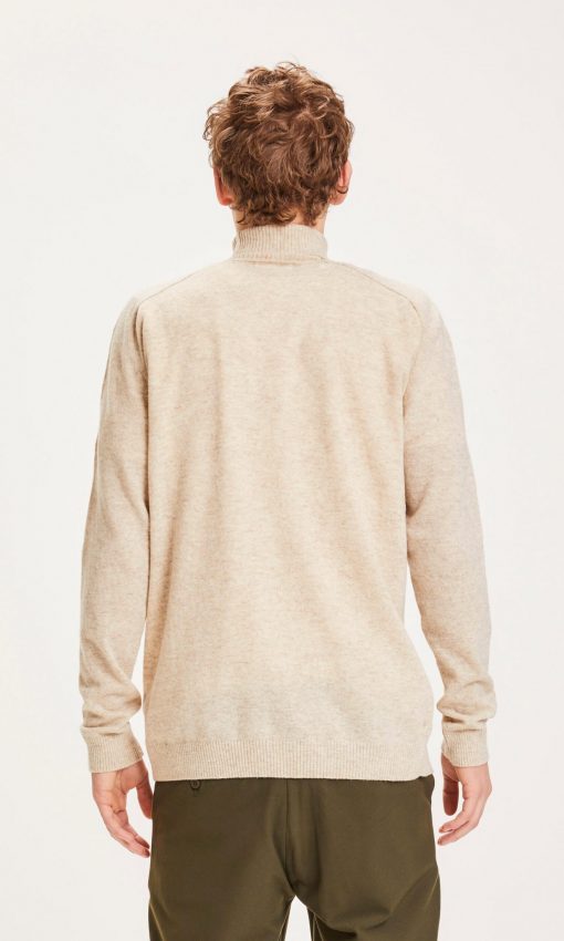 Knowledge Cotton Apparel Field Roll Neck Knit Gray