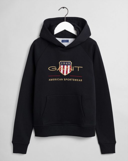 Gant Teens Archive Shield Hoodie Black