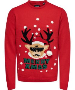 Only & Sons X-mas Sweet Santer Knit Pompeian Red