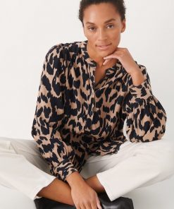 Part Two Marete Shirt Dark Navy Ikat Leo Print