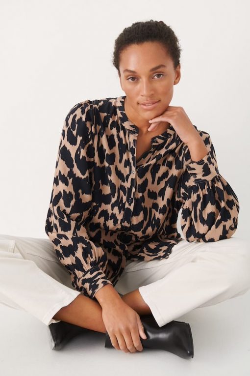 Part Two Marete Shirt Dark Navy Ikat Leo Print