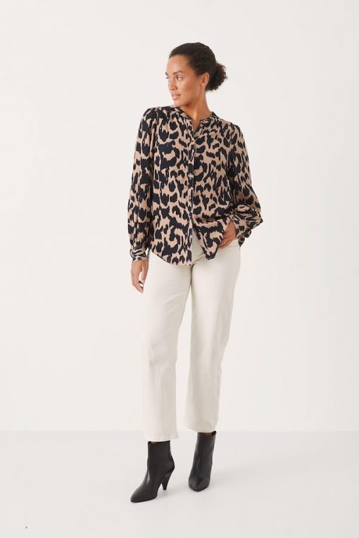 Part Two Marete Shirt Dark Navy Ikat Leo Print