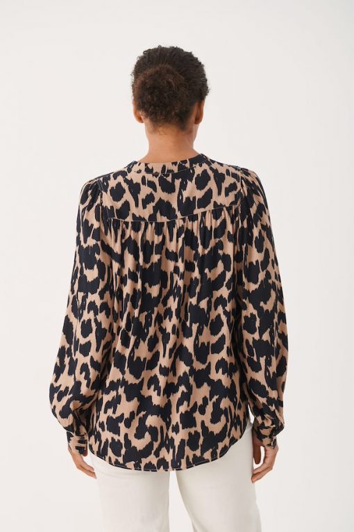 Part Two Marete Shirt Dark Navy Ikat Leo Print