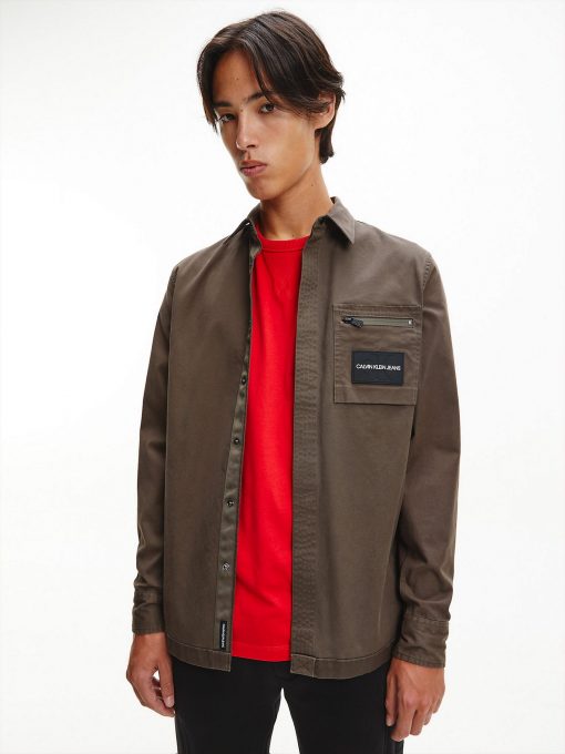 Calvin Klein Utility Overshirt Black Olive