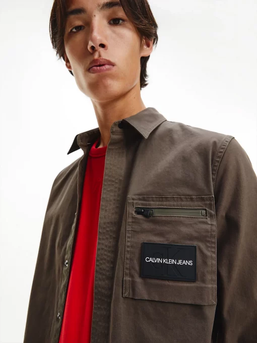 Calvin Klein Utility Overshirt Black Olive