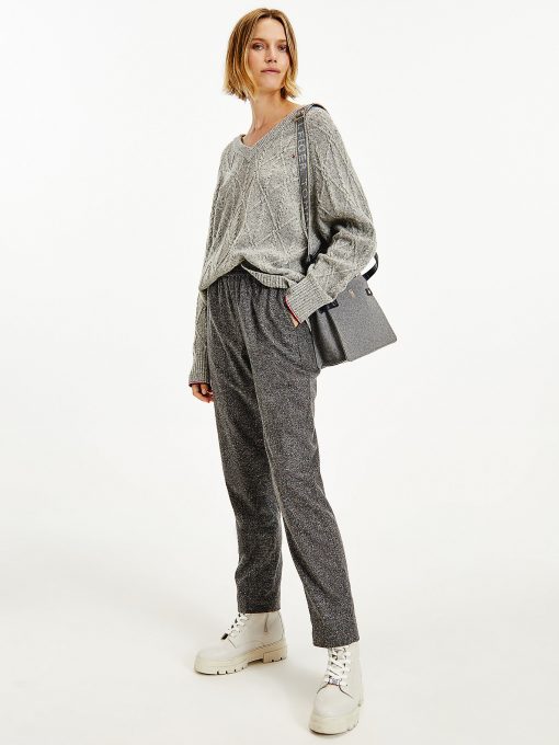 Tommy Hilfiger Donegal Cable V-Neck Knit Light Grey Heather