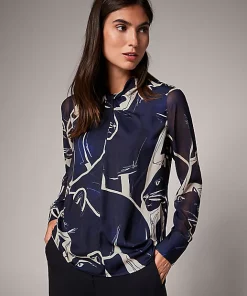 Comma, Satin Blouse Navy