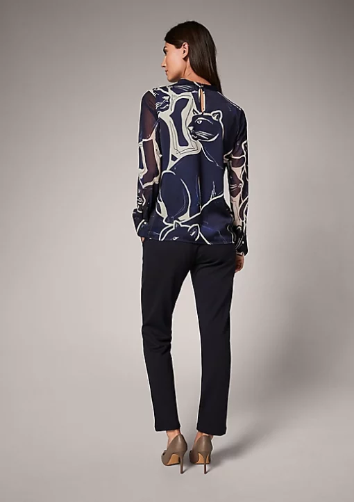 Comma, Satin Blouse Navy