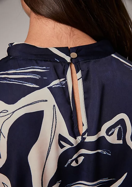 Comma, Satin Blouse Navy