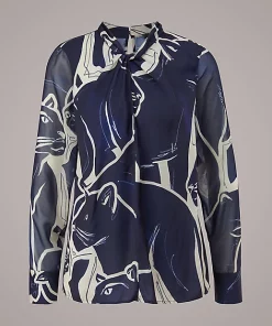 Comma, Satin Blouse Navy