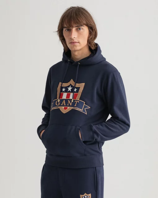 Gant Banner Shield Hood Evening Blue